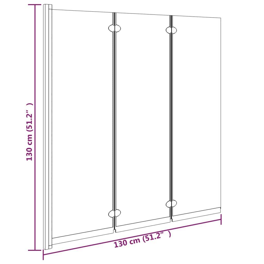 vidaXL Badewannenfaltwand 3-teilig 130x130 cm ESG Schwarz
