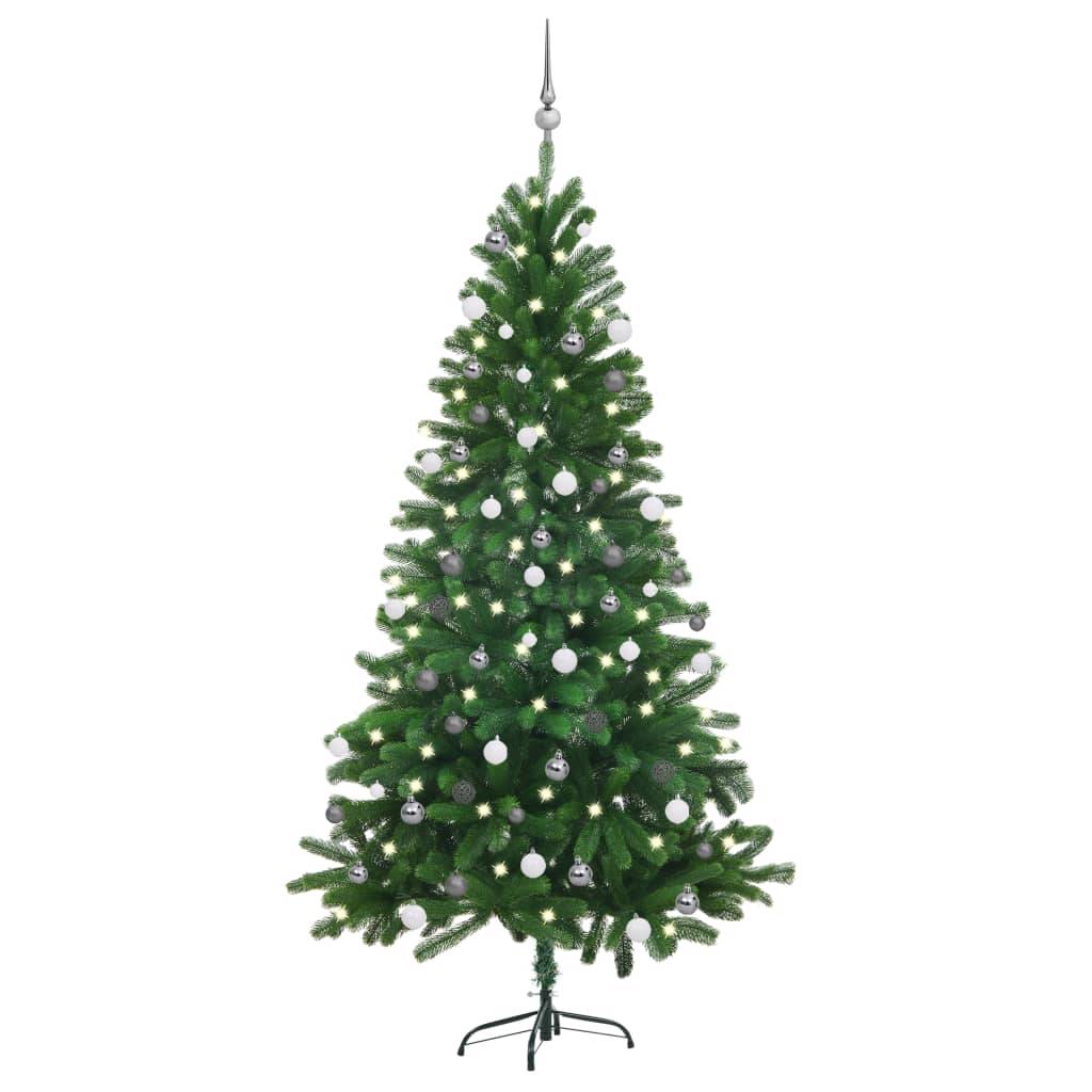 vidaXL Künstlicher Weihnachtsbaum mit Beleuchtung & Kugeln 180 cm Grün