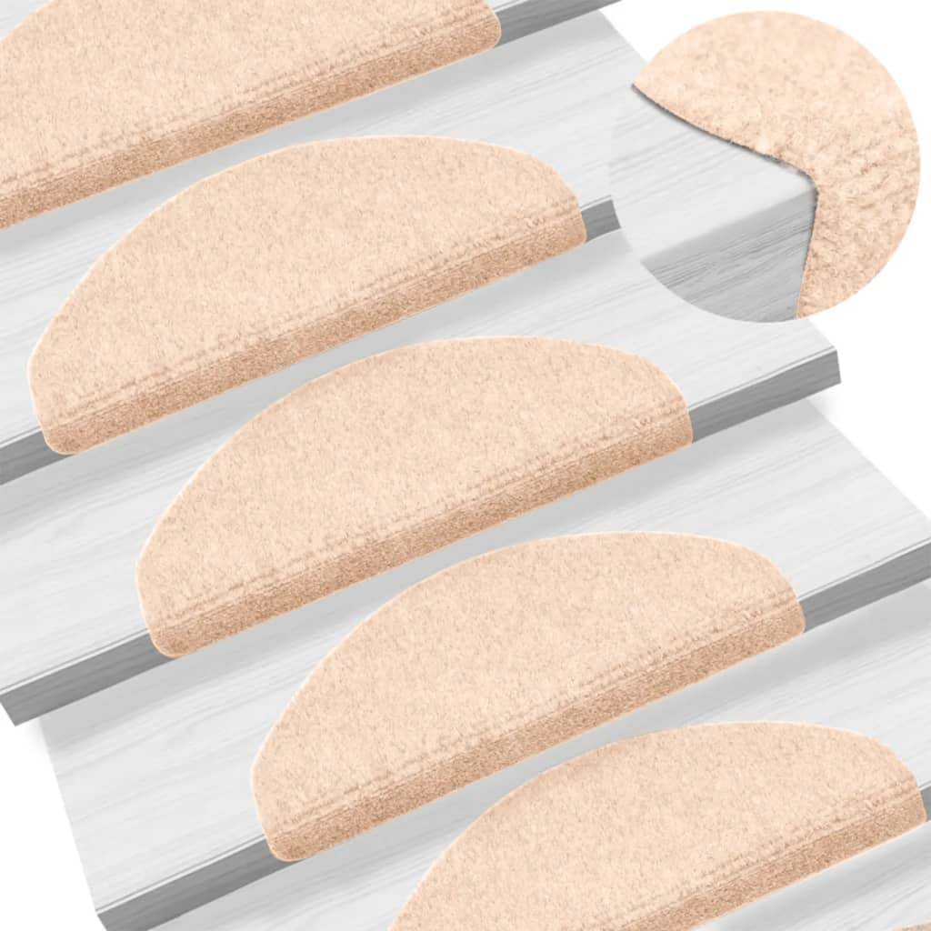 vidaXL 15-tlg Selbstklebende Treppenmatten Nadelvlies 65x21x4cm Creme