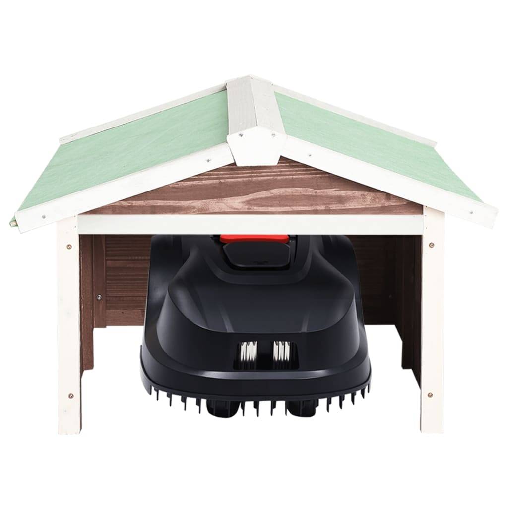 vidaXL Roboter-Rasenmäher Garage 72x87x50 cm Mocca Weiß Tannenholz