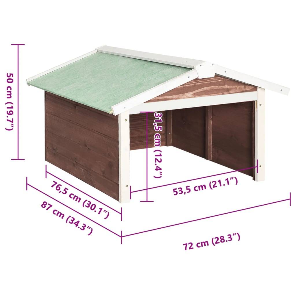 vidaXL Roboter-Rasenmäher Garage 72x87x50 cm Mocca Weiß Tannenholz