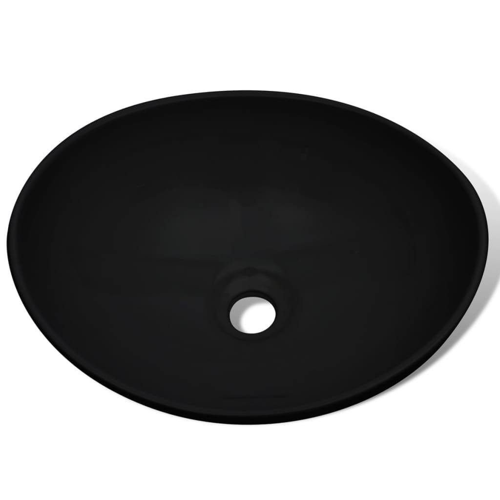 vidaXL Keramik Waschbecken 40 x 33 cm Schwarz