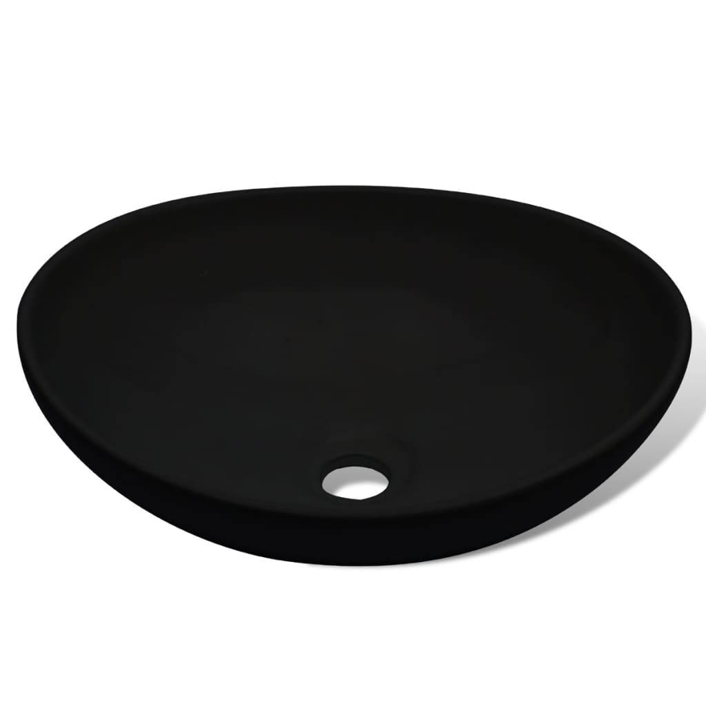 vidaXL Keramik Waschbecken 40 x 33 cm Schwarz