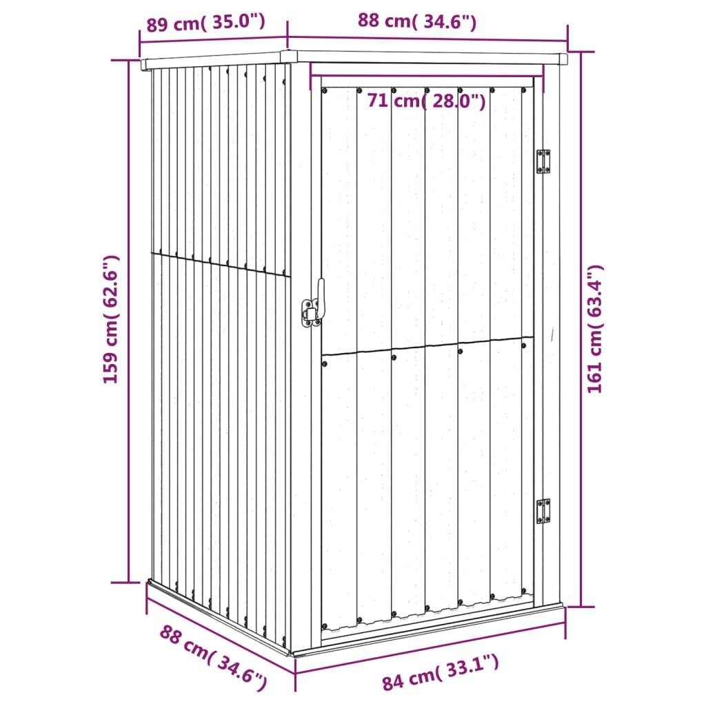 vidaXL Gerätehaus Grau 88x89x161 cm Verzinkter Stahl
