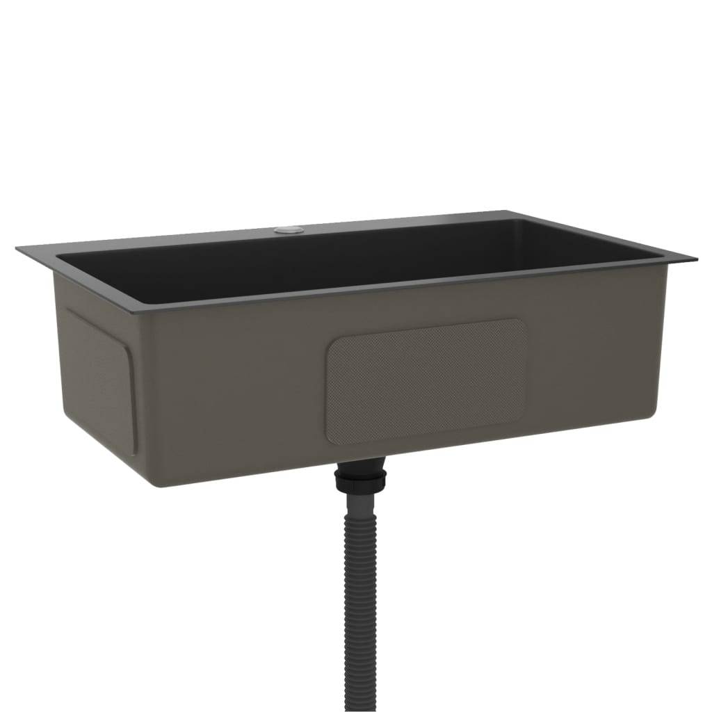 vidaXL Handgemachte Einbauspüle Schwarz Edelstahl