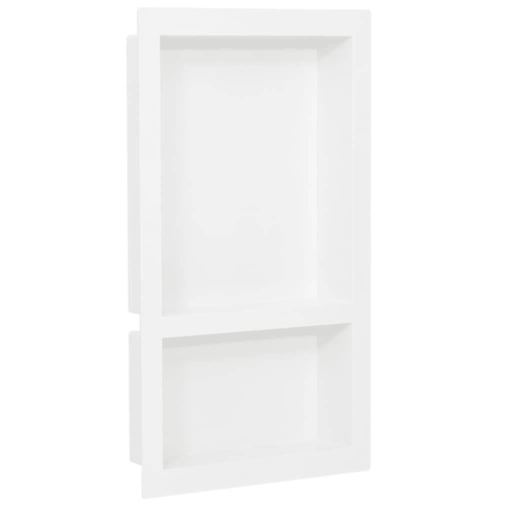 vidaXL Duschnische mit 2 Fächern Hochglanz-Weiß 41x69x9 cm