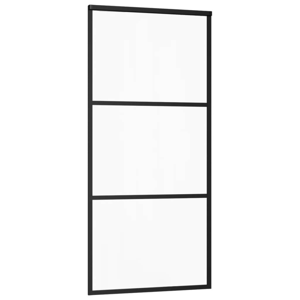vidaXL Schiebetür ESG-Glas und Aluminium 90x205 cm Schwarz
