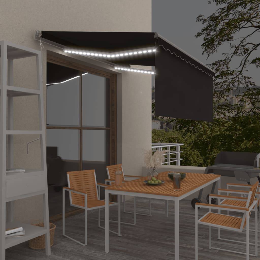 vidaXL Markise Automatisch mit Rollo LED Windsensor 3x2,5m Anthrazit
