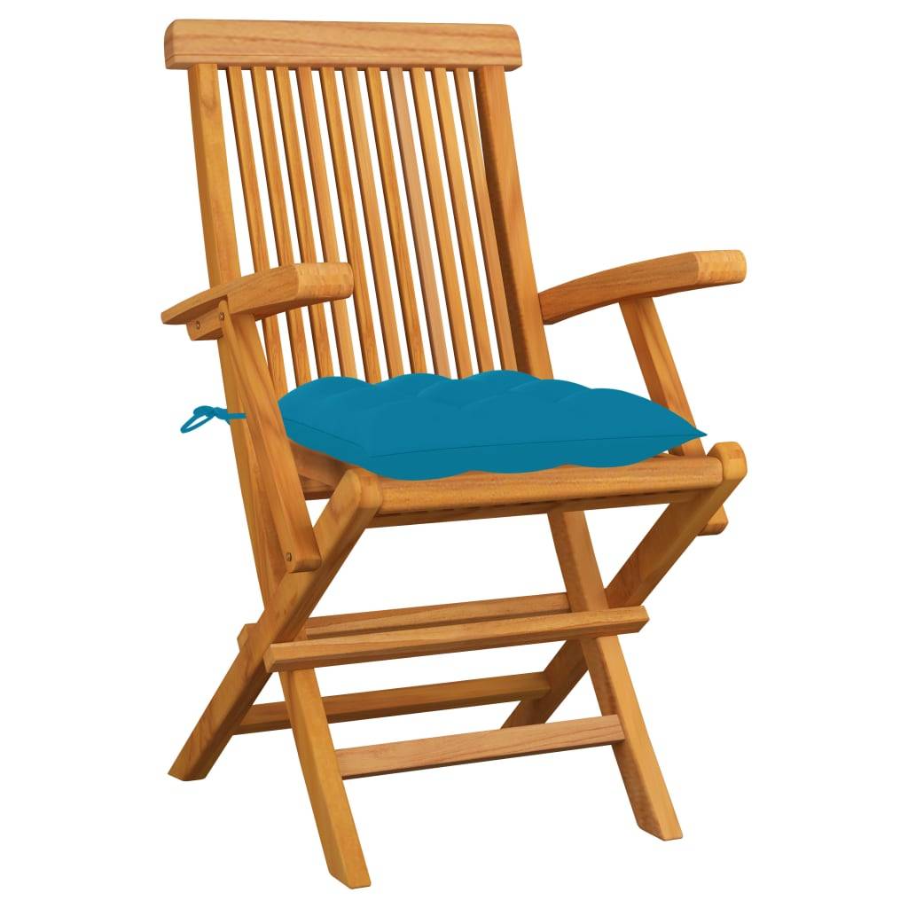 vidaXL Gartenstühle mit Hellblauen Kissen 6 Stk. Massivholz Teak