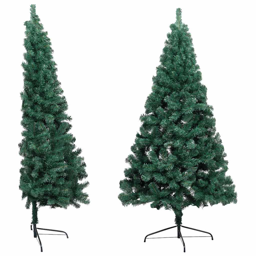 vidaXL Künstlicher Halb-Weihnachtsbaum Beleuchtung Kugeln Grün 210 cm