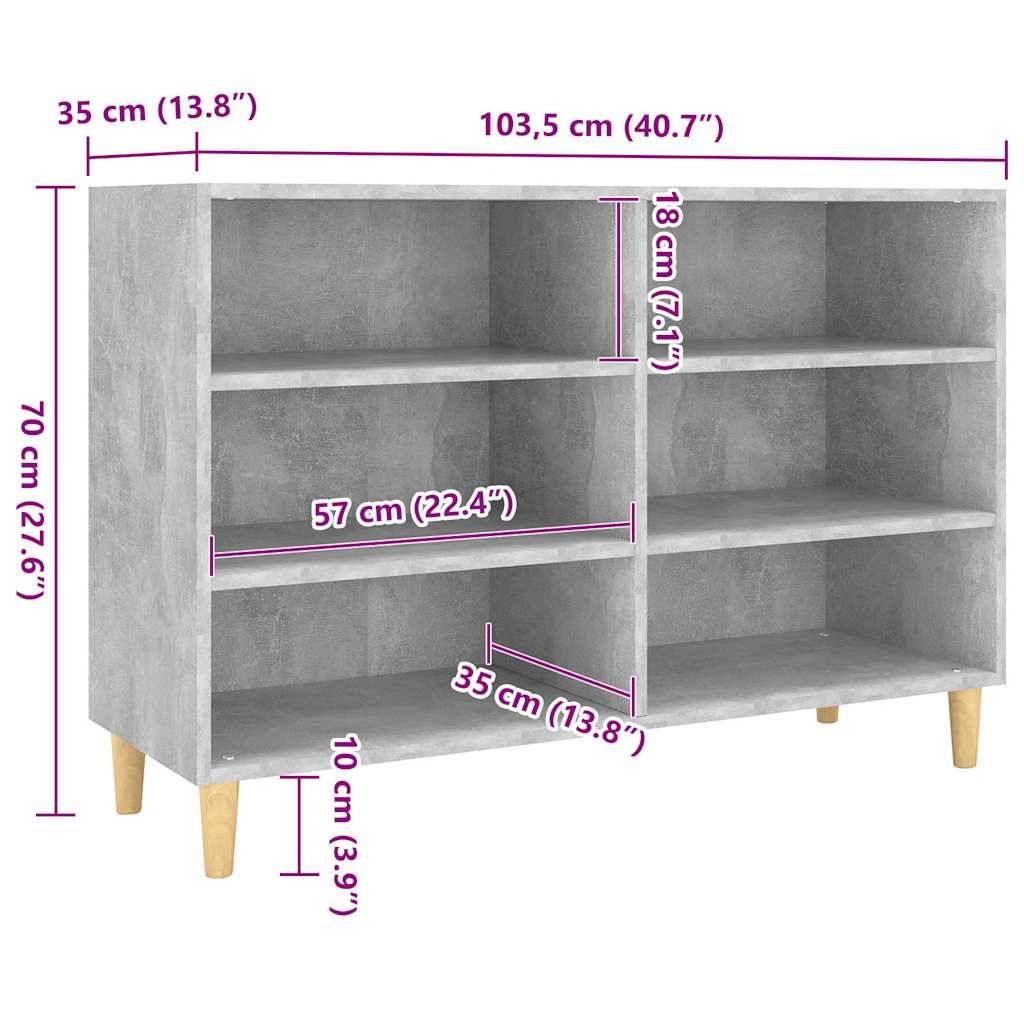 vidaXL Sideboard Betongrau 103,5x35x70 cm Holzwerkstoff