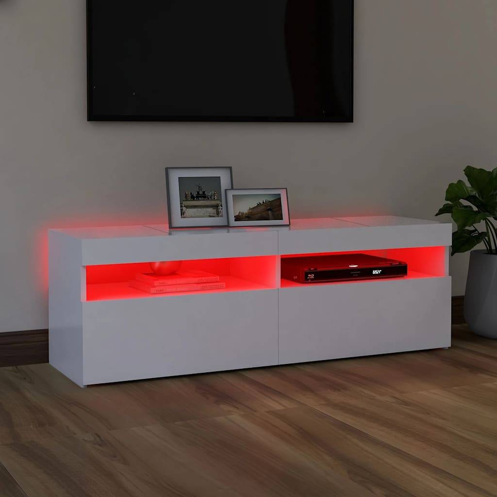 vidaXL TV-Schrank mit LED-Leuchten Weiß 120x35x40 cm