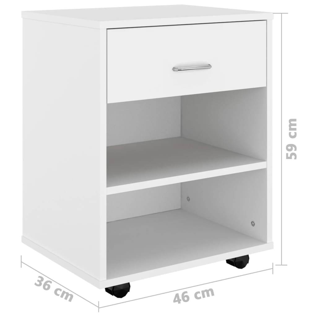 vidaXL Rollschrank Weiß 46x36x59 cm Holzwerkstoff