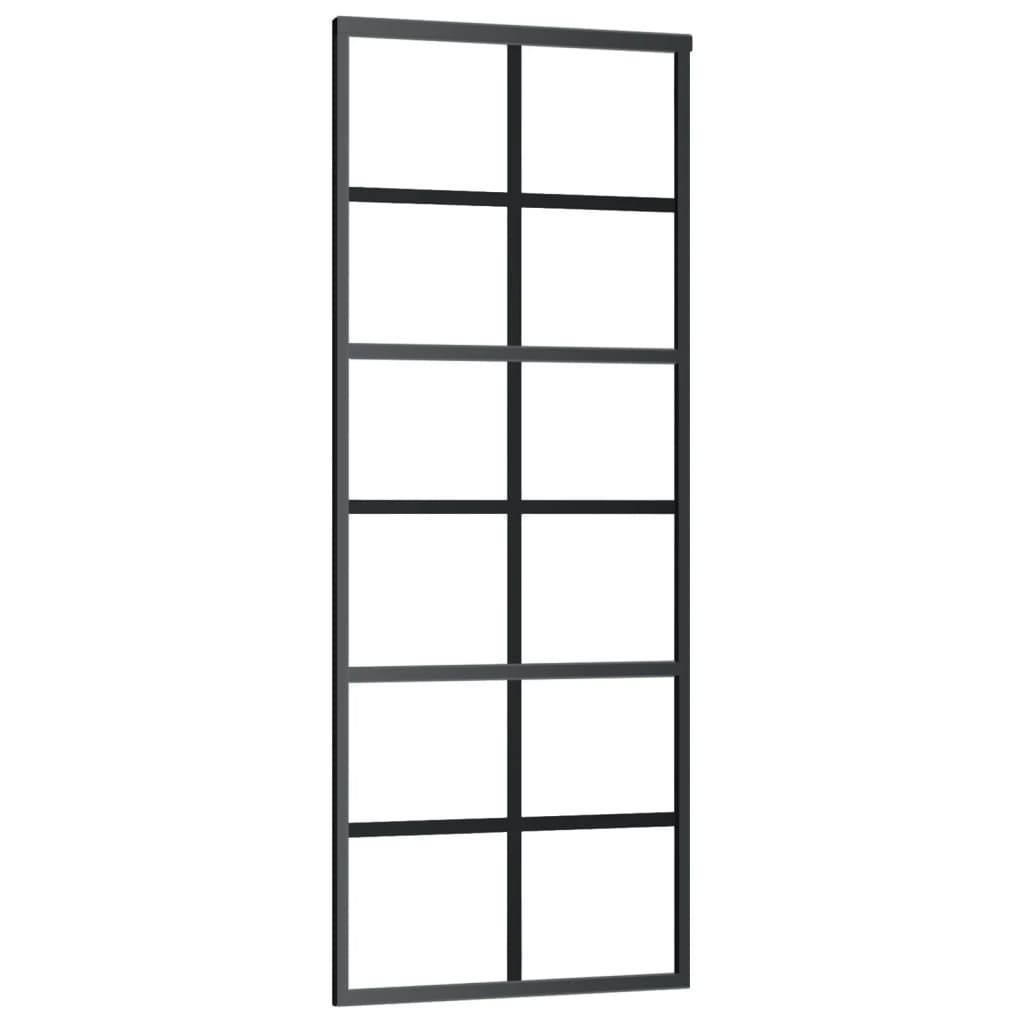 vidaXL Schiebetür ESG-Glas und Aluminium 76x205 cm Schwarz