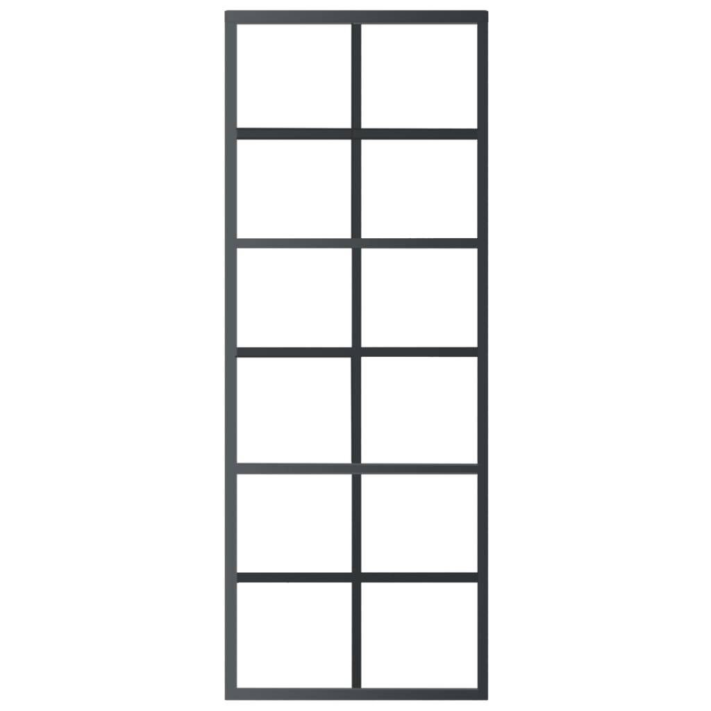 vidaXL Schiebetür ESG-Glas und Aluminium 76x205 cm Schwarz