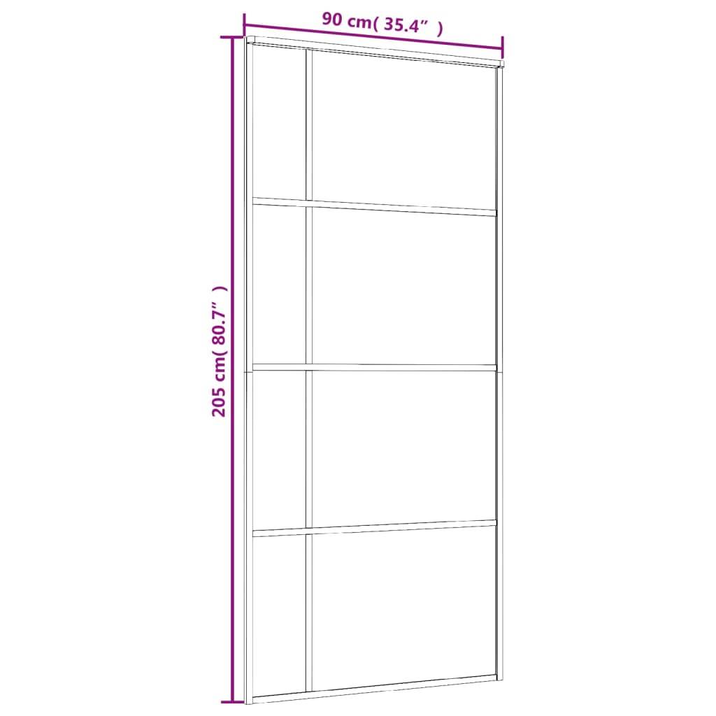 vidaXL Schiebetür ESG-Glas und Aluminium mattiert 90x205 cm Schwarz