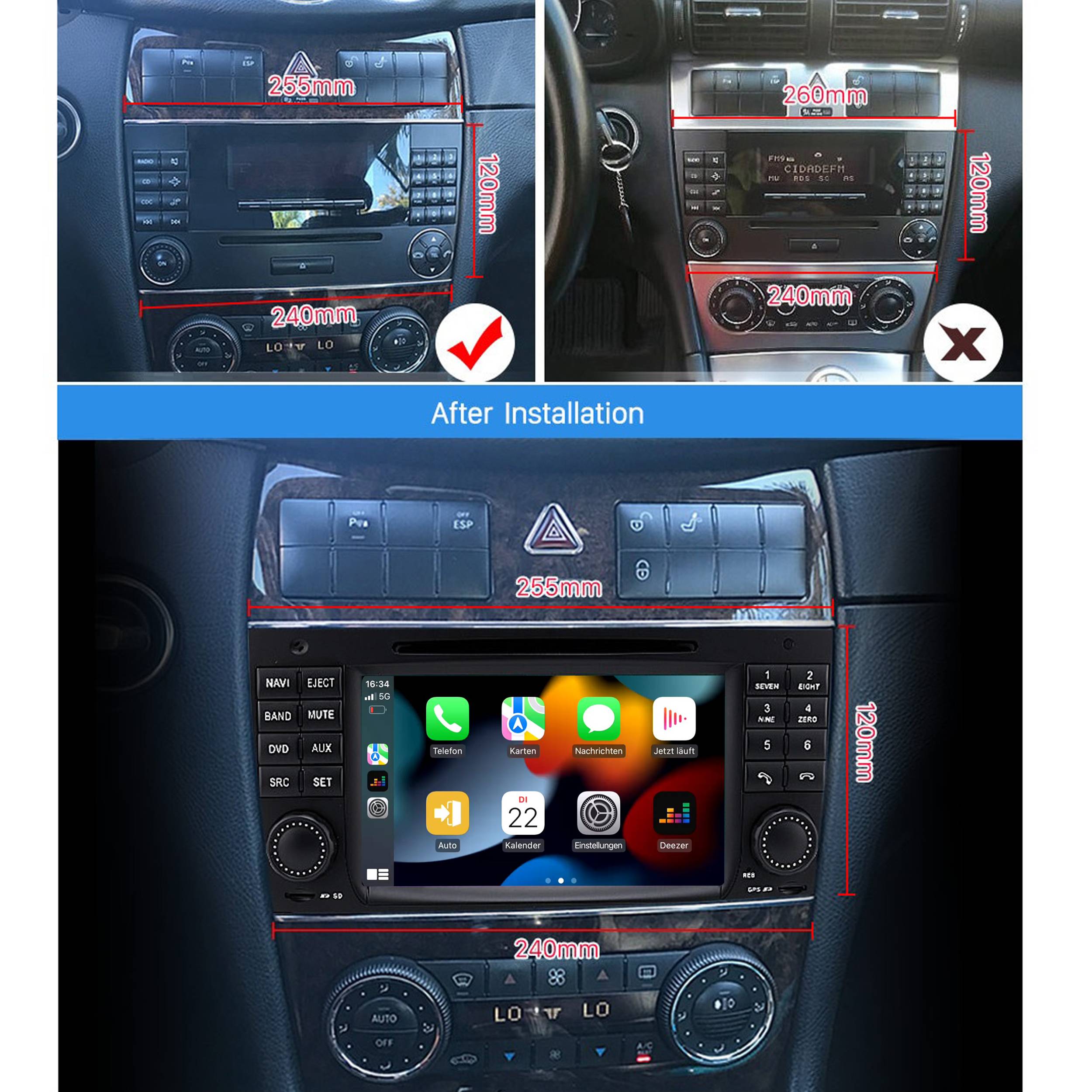 Für Mercedes CLK W209 7" Touchscreen Android Autoradio DVD CarPlay Navigation