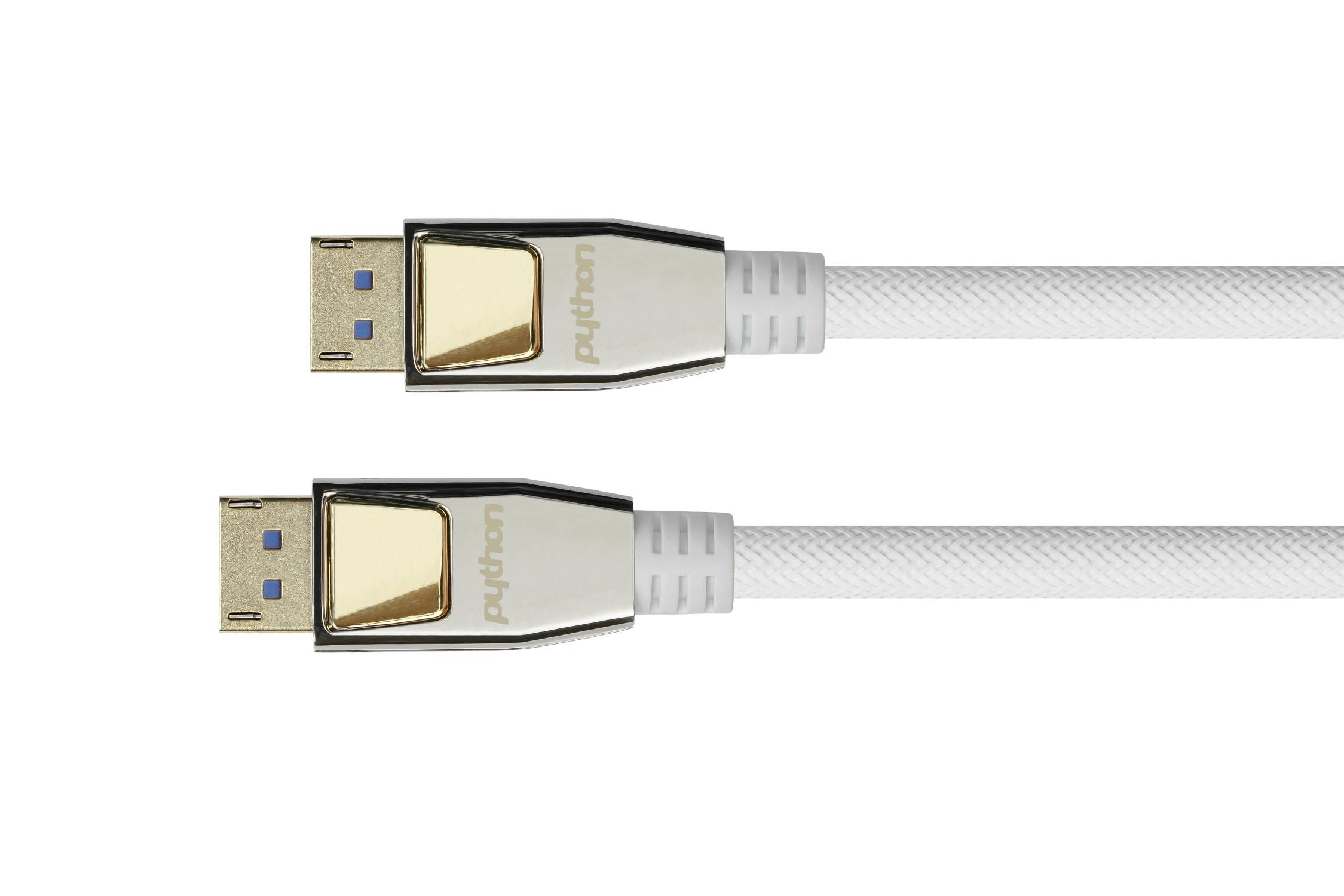 PREMIUM DisplayPort 2.0 Kabel, 4K @240Hz / 8K @60Hz, Vollmetallstecker, Kupferleiter,weiß, 2m, PYTHON® Series
