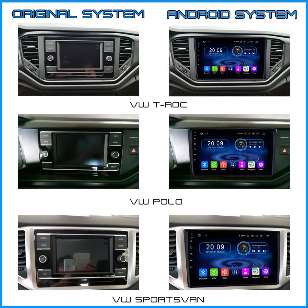 Für Volkswagen Polo T-ROC Sportsvan T6 - 9" Touch Android Radio Navi GPS CarPlay