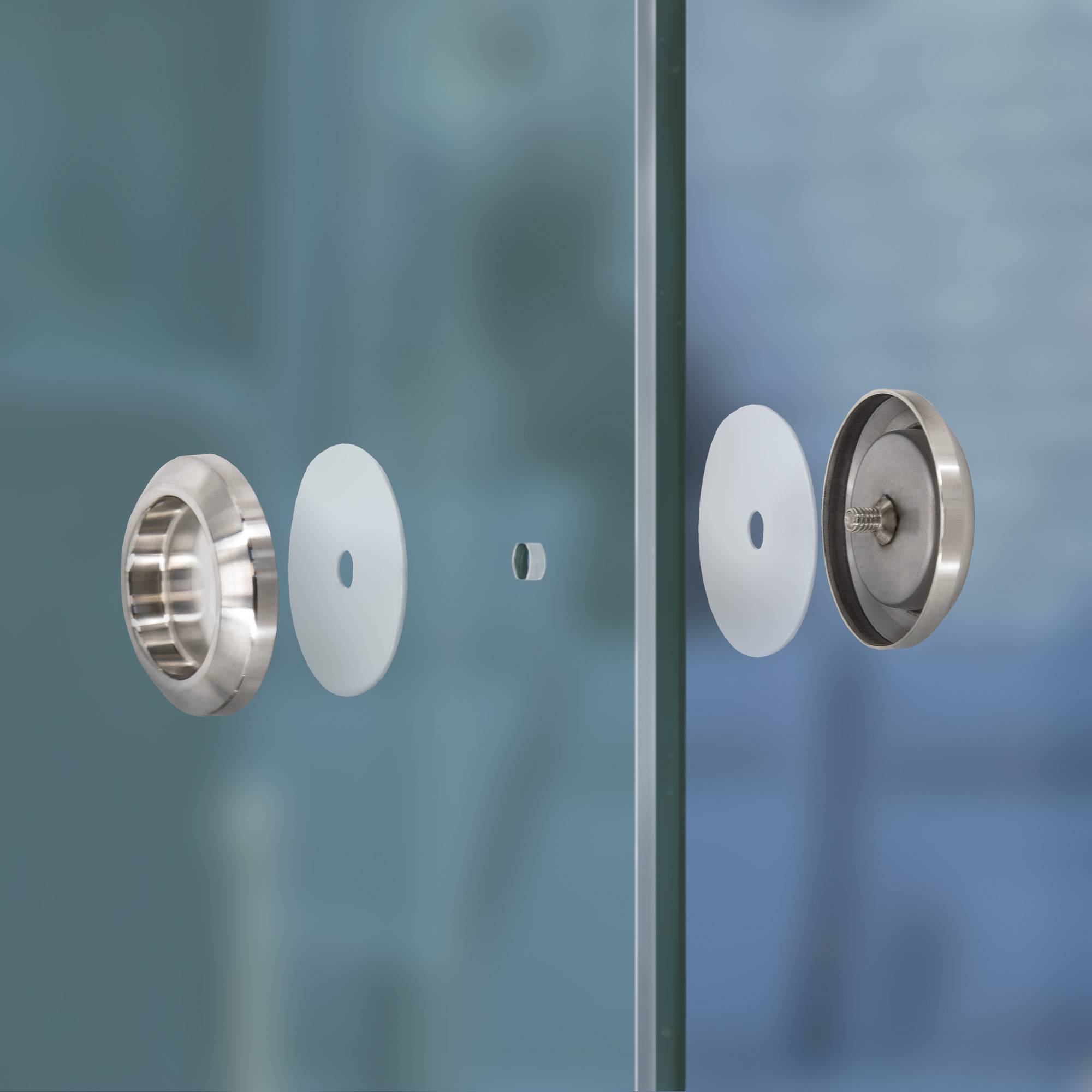 SCHMIDT security tools Muschelgriff A Edelstahl Silber Schiebetür-Griff Griffmulde Glastürgriff 58mm rund Türgriff Möbelgriff