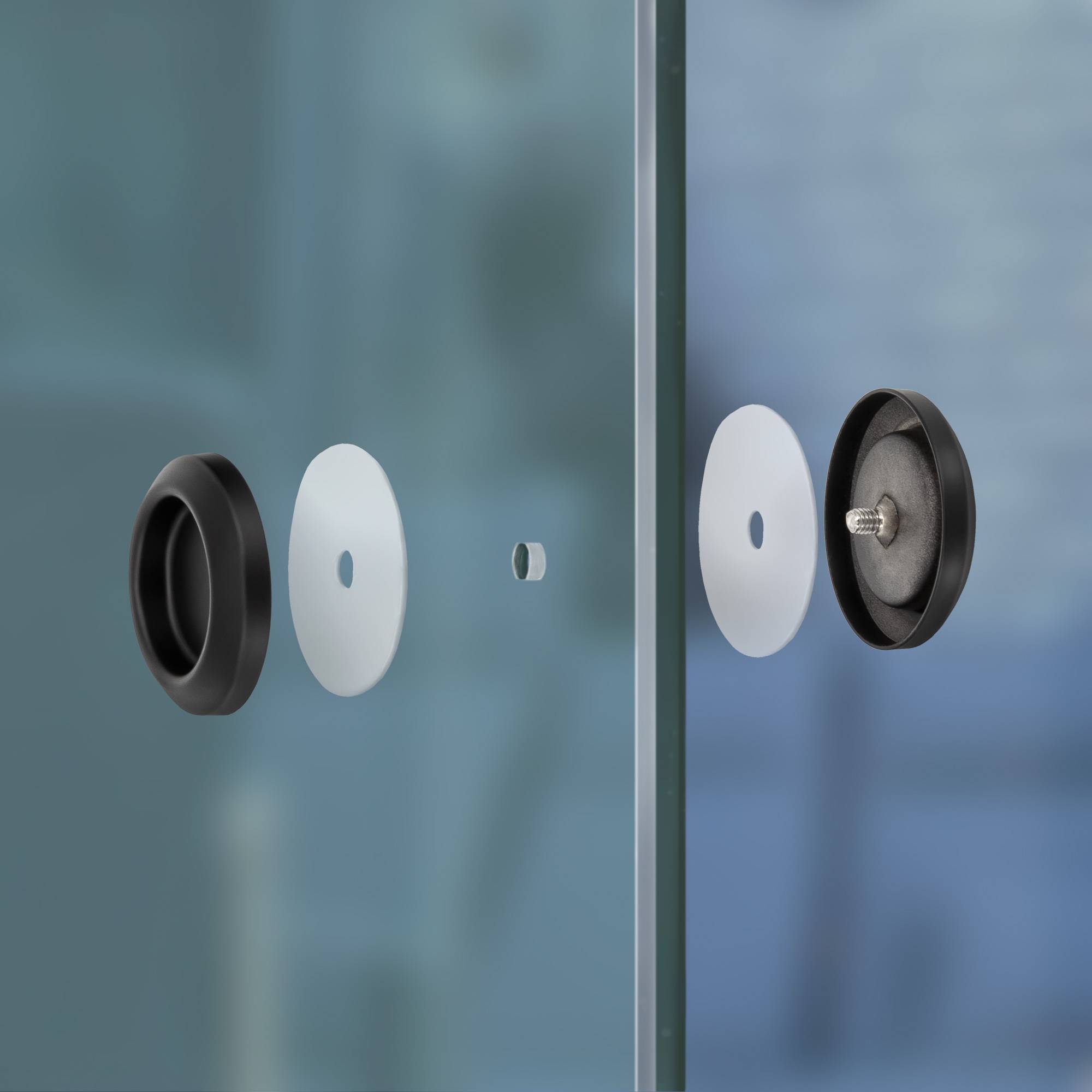 SCHMIDT security tools Muschelgriff A Edelstahl Schwarz Schiebetür-Griff Griffmulde Glastürgriff 58mm rund Türgriff Möbelgriff