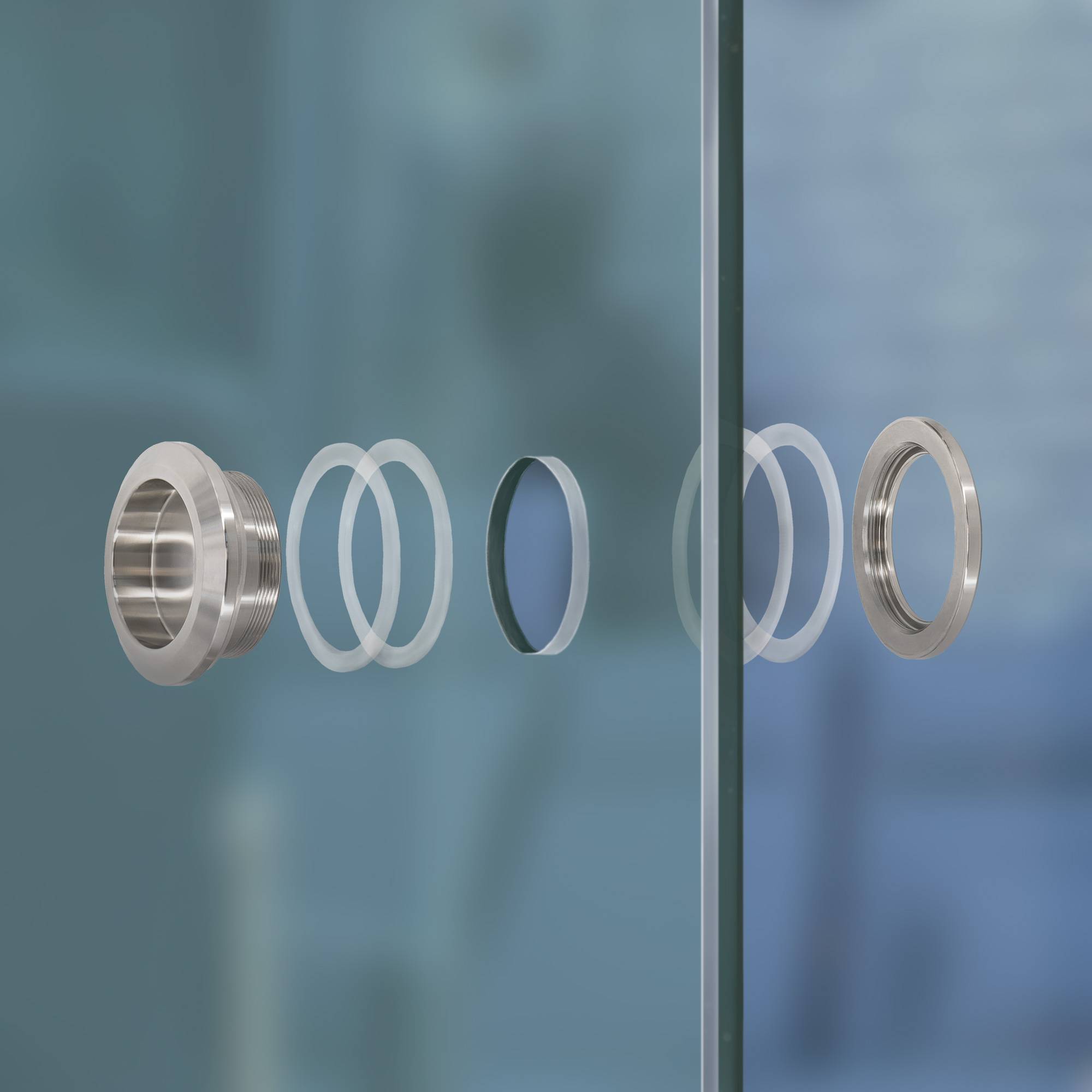 SCHMIDT security tools Muschelgriff B Edelstahl Silber Schiebetür-Griff Griffmulde Glastürgriff 58mm rund Türgriff Möbelgriff