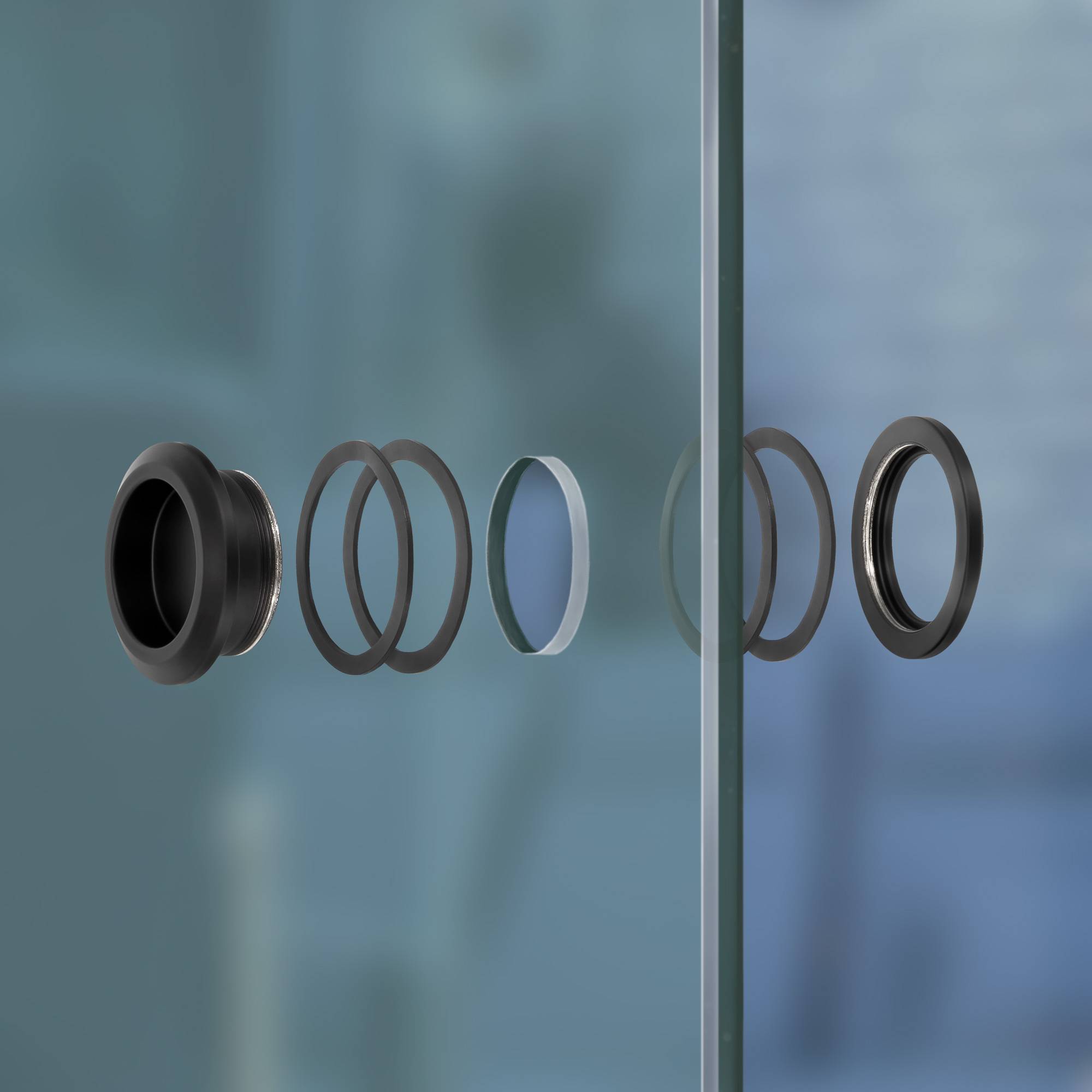 SCHMIDT security tools Muschelgriff B Edelstahl Schwarz Schiebetür-Griff Griffmulde Glastürgriff 58mm rund Türgriff Möbelgriff