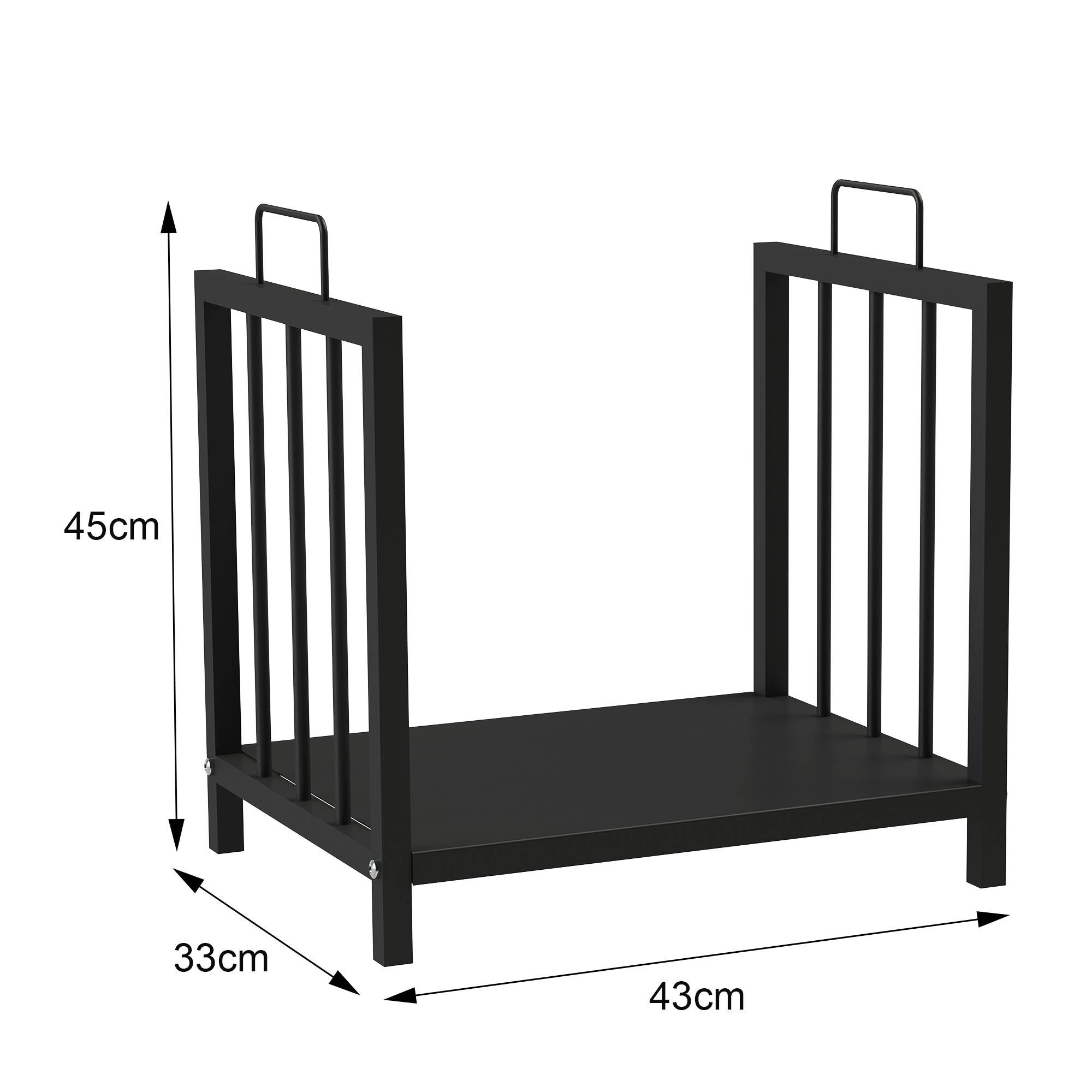 SCHMIDT security tools Kaminholzregal 43x33x45cm Stahl Schwarz Brennholzregal Holzstapelhilfe Holzunterstand Holz-Regal