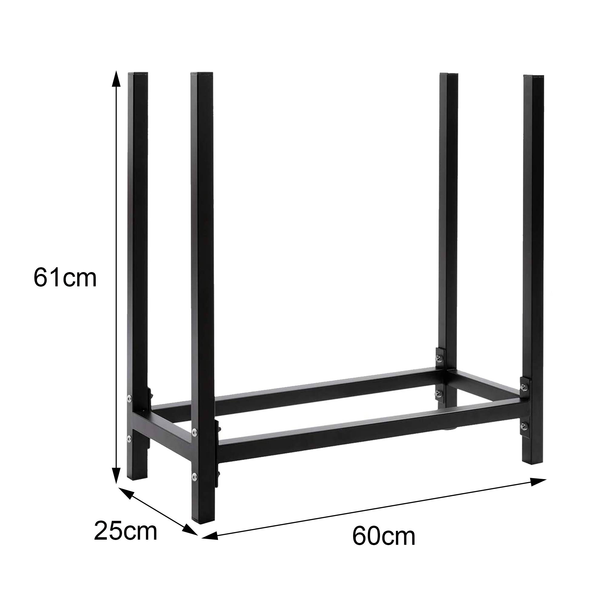 SCHMIDT security tools Kaminholzregal 60x25x61cm Stahl Schwarz Brennholzregal Holzstapelhilfe Holzunterstand Holz-Regal