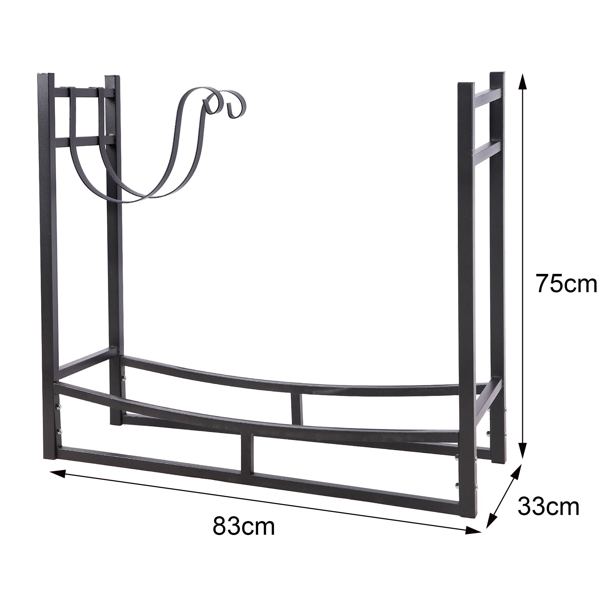 Kaminholzregal (83 x 33 x 75 cm) – Stabil Holzlagerplatz & Brennholzunterstand aus Stahl, Schwarz – Brennholzlager & Kaminholzständer für Innen
