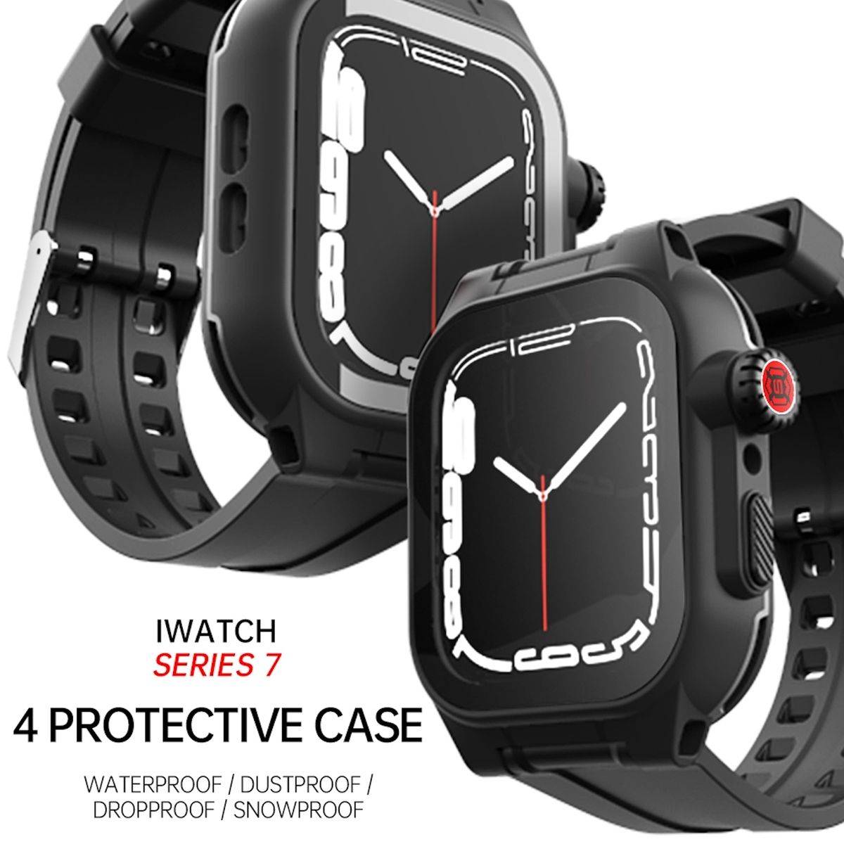 Für Apple Watch Serie 9 8 7 45mm TPU Silikon Hülle + Hart Glas + Band