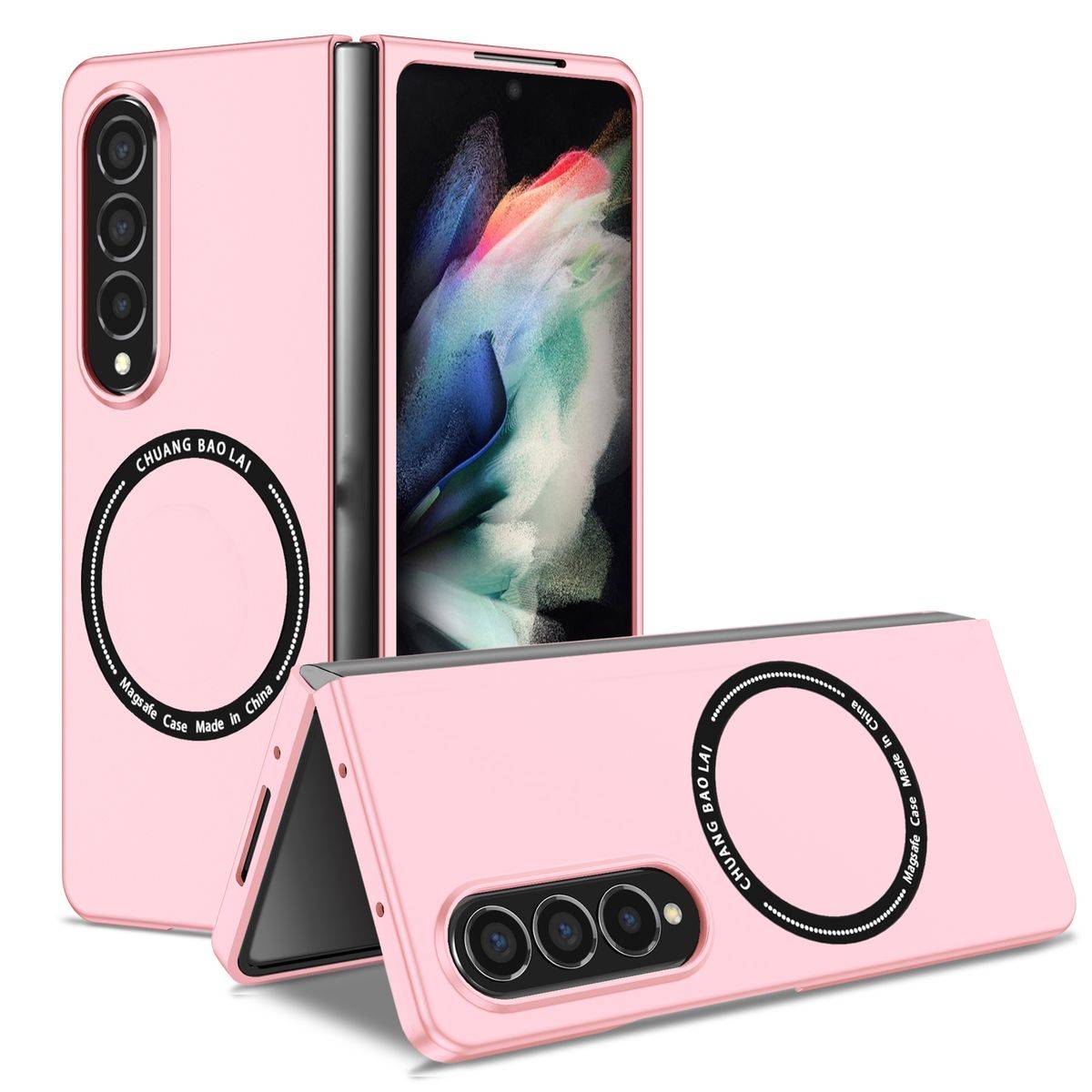 Für Samsung Galaxy Z Fold4 5G Magnet Magsafe Design Handy Tasche Hülle Etuis Pink