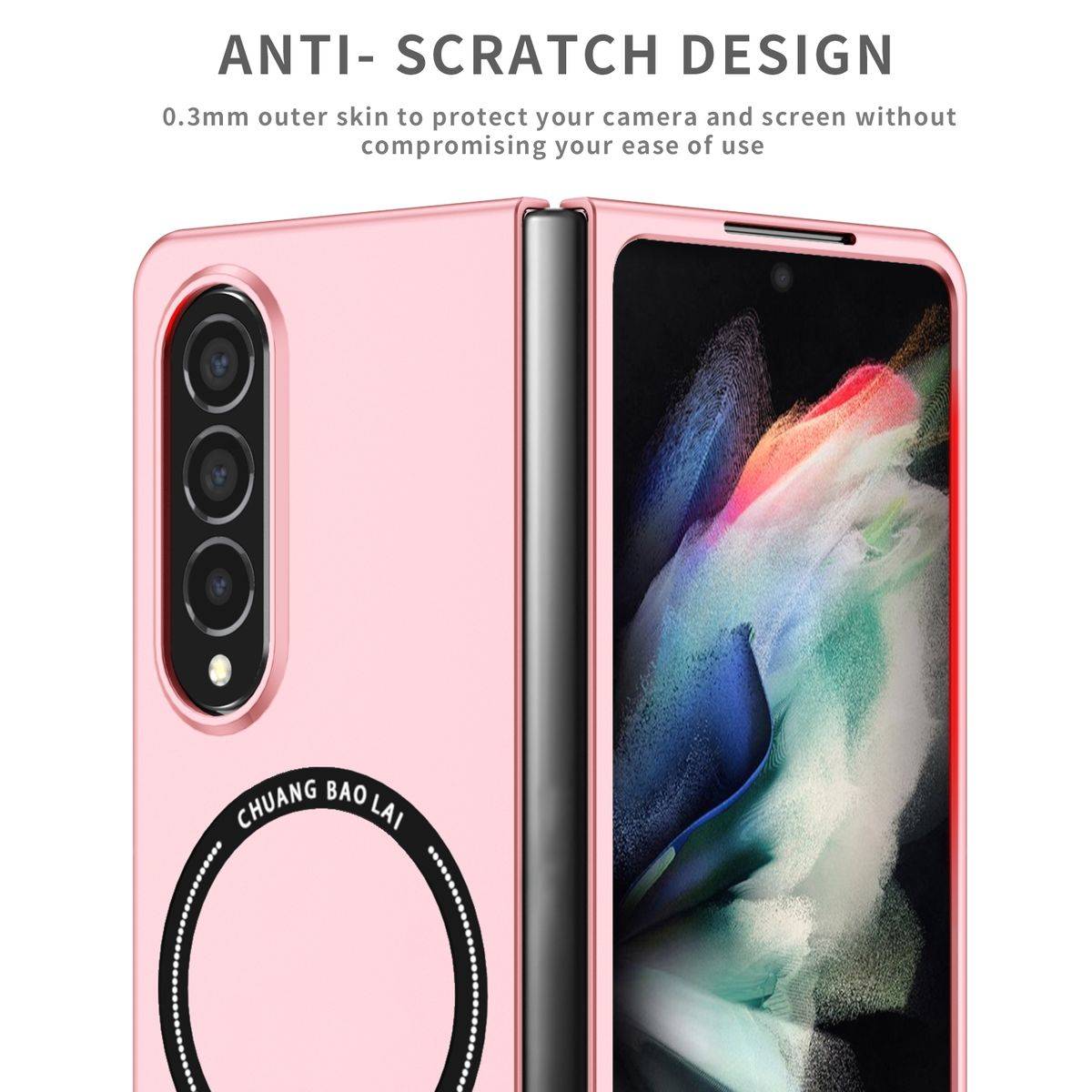 Für Samsung Galaxy Z Fold4 5G Magnet Magsafe Design Handy Tasche Hülle Etuis Pink