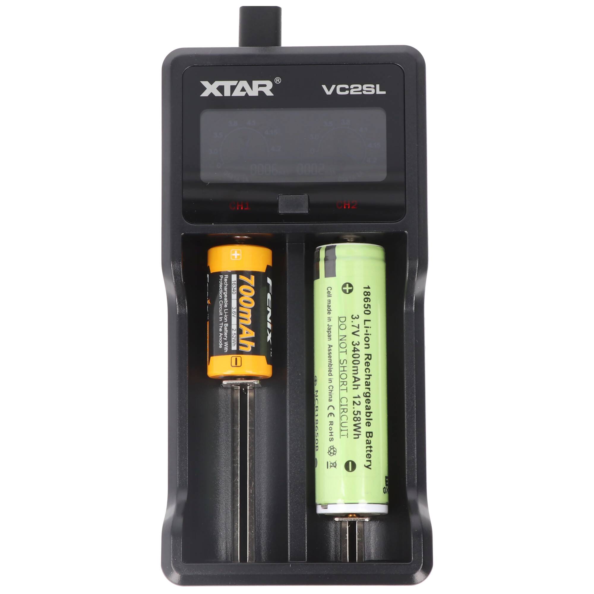 Xtar VC2SL Schnell-Ladegerät für Li-ion 3,6V bis 3,7V und NiMH 1,2V Akku, ohne Netzteil
