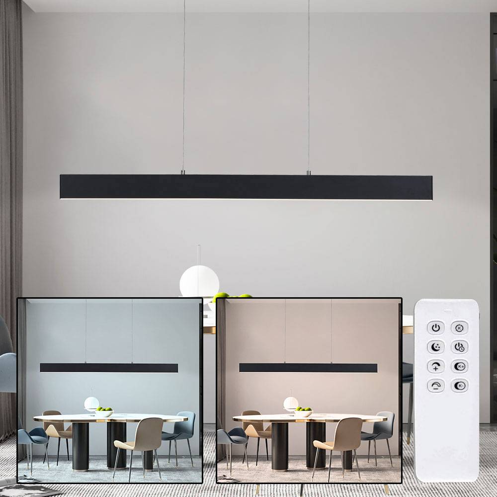Hängeleuchte Esstisch LED Wohnzimmerleuchte hängend dimmbar Höhe verstellbar, Metall anthrazit, CCT, LED 38W 1800lm 2700-5000K, LxBxH 121x6x120cm