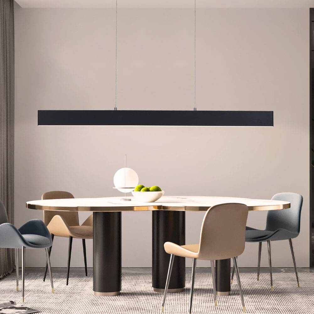 Hängeleuchte Esstisch LED Wohnzimmerleuchte hängend dimmbar Höhe verstellbar, Metall anthrazit, CCT, LED 38W 1800lm 2700-5000K, LxBxH 121x6x120cm