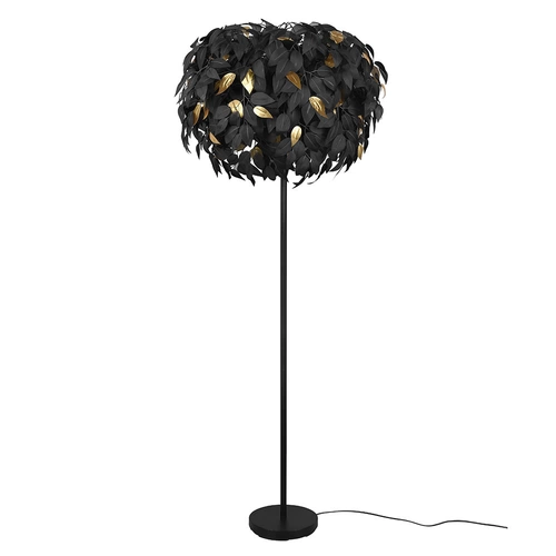 Stehleuchte Stehllampe Wohnzimmerleuchte, 3-flammig, Blätterdesign, Fußschalter, Fernbedienung dimmbar, Metall, schwarz gold, 3x RGB LED 4,8W 470Lm Stehleuchte Stehllampe Wohnzimmerleuchte, 3-flammig, Blätterdesign, Fußschalter, Fernbedienung dimmbar, Metall, schwarz gold, 3x RGB LED 4,8W 470Lm