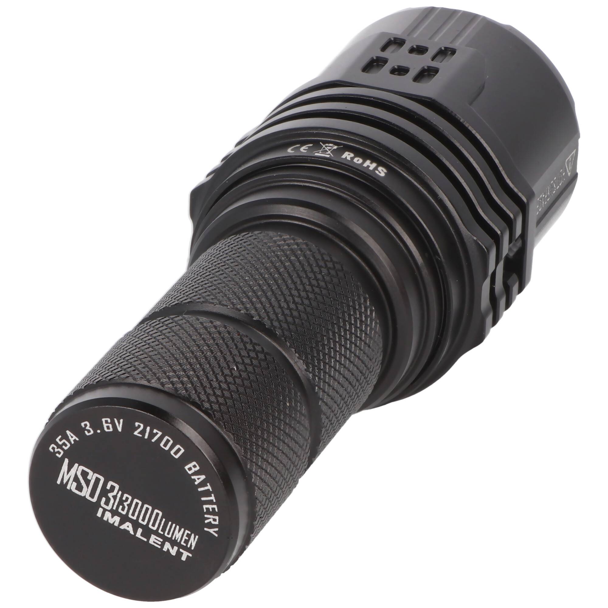 LED-Taschenlampe Imalent MS03 mit max. 13000 Lumen, Leuchtweite bis zu 324 Meter, mit Akku, warmweiß