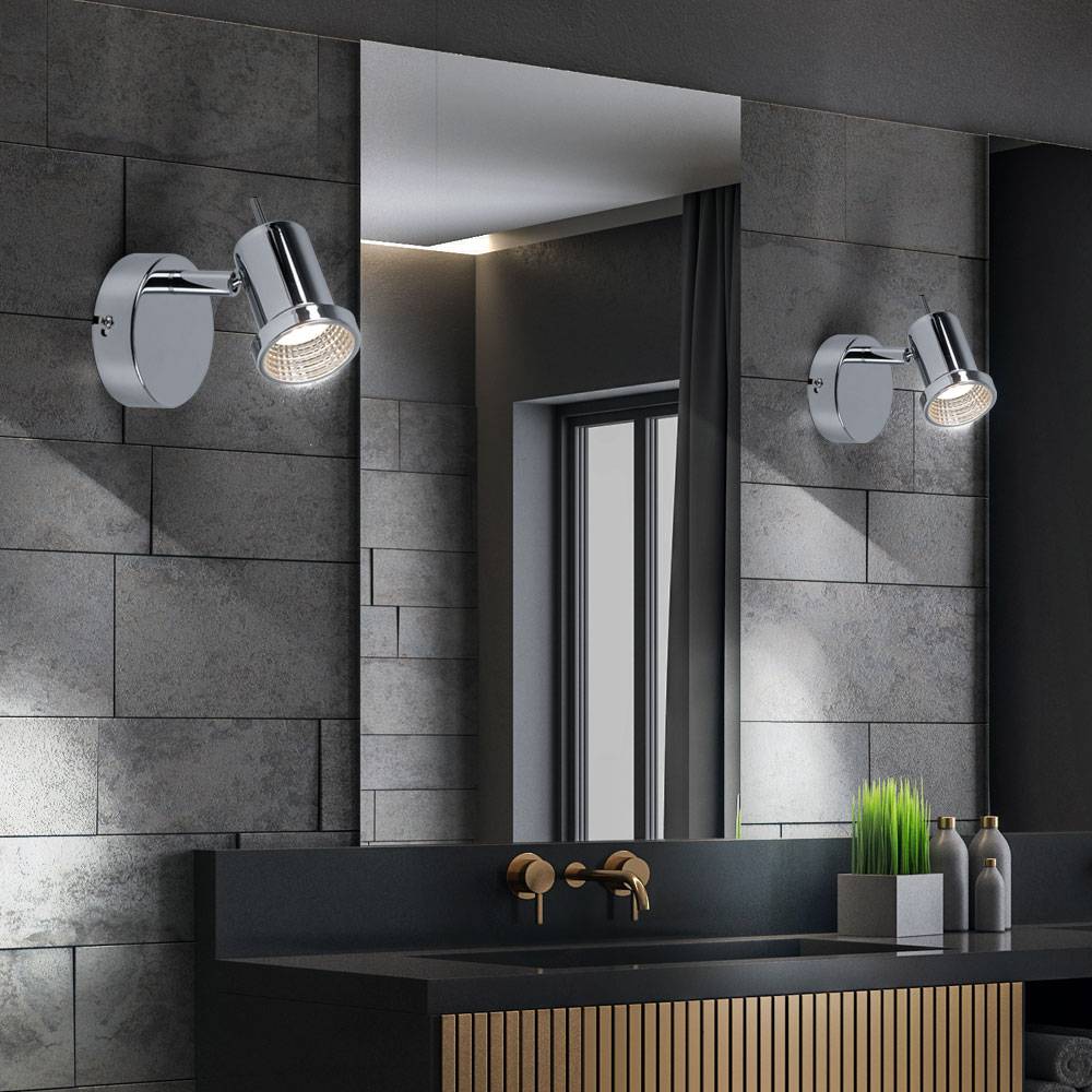 Wandstrahler verstellbar LED Wandleuchte Chrom Spotleuchte Bettlampe Schlafzimmer, 5W 400lm warmweiß, 2er Set