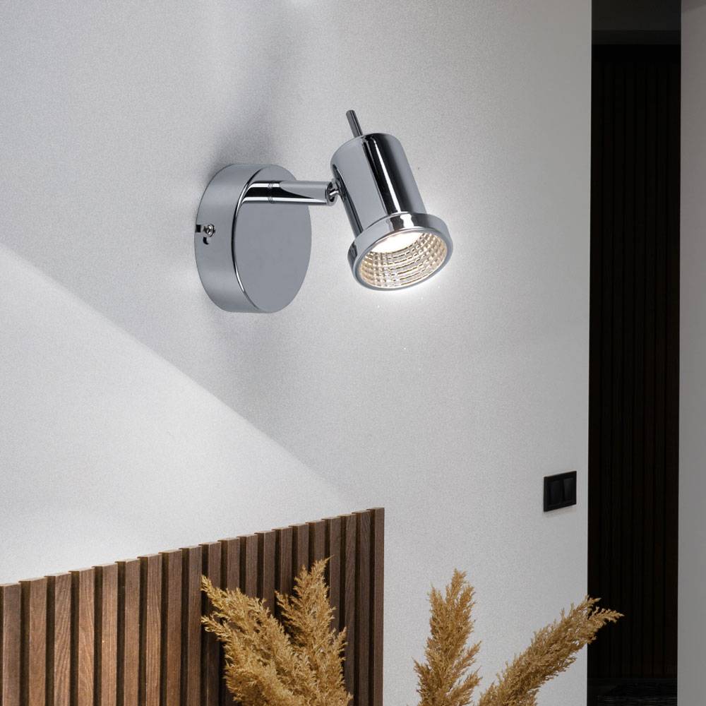 Wandstrahler verstellbar LED Wandleuchte Chrom Spotleuchte Bettlampe Schlafzimmer, 5W 400lm warmweiß, 2er Set