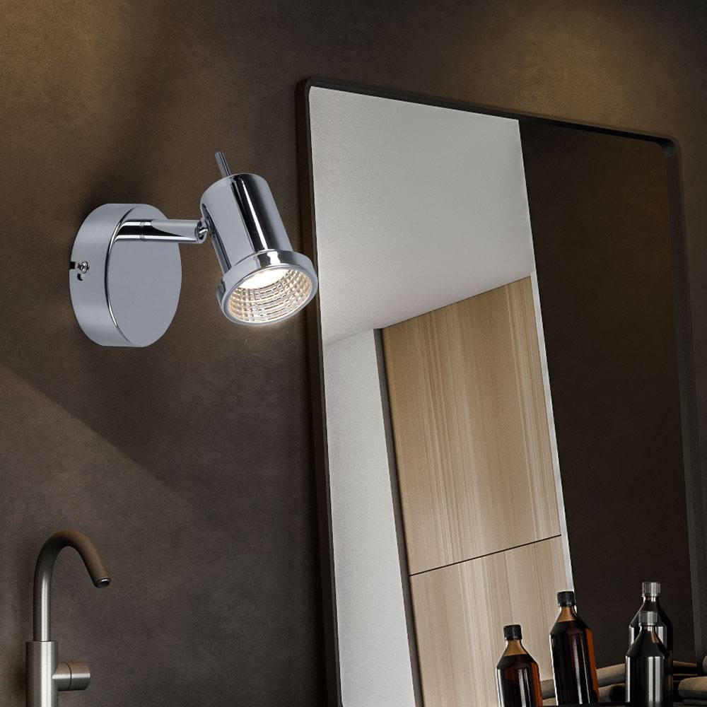 Wandstrahler verstellbar LED Wandleuchte Chrom Spotleuchte Bettlampe Schlafzimmer, 5W 400lm warmweiß, 2er Set