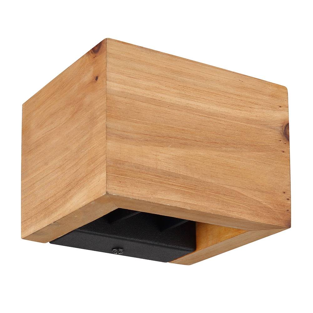 Wandleuchte Wandlampe Holzleuchte Designleuchte Wohnzimmer Up Down verstellbar, Metall braun schwarz, 1x LED 8 Watt 800 Lumen warmweiß, LxBxH