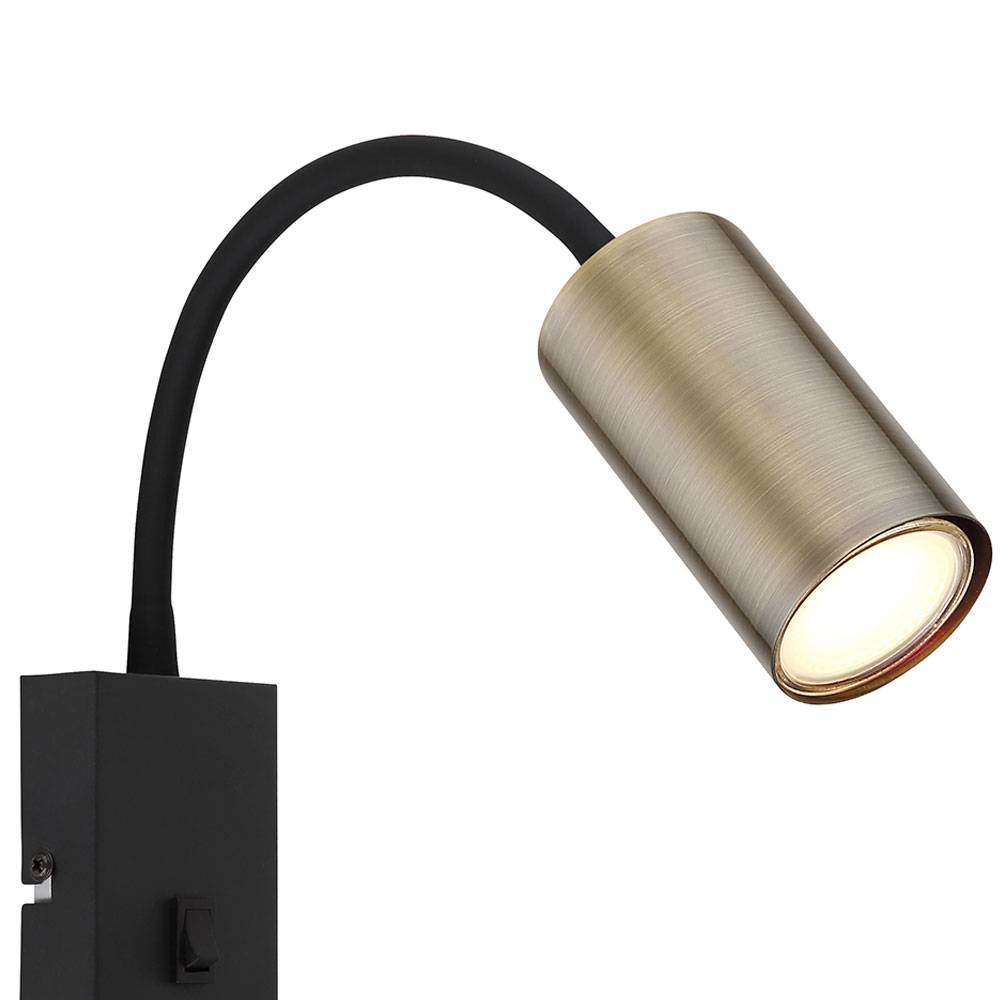 Wandleuchte Lampe Schlafzimmerlampe Schreibtischleuchte Wandlampe mit Stecker Leselampe, Metall Kunststoff, flexibel einstellbar, 1x GU10, LxBxH