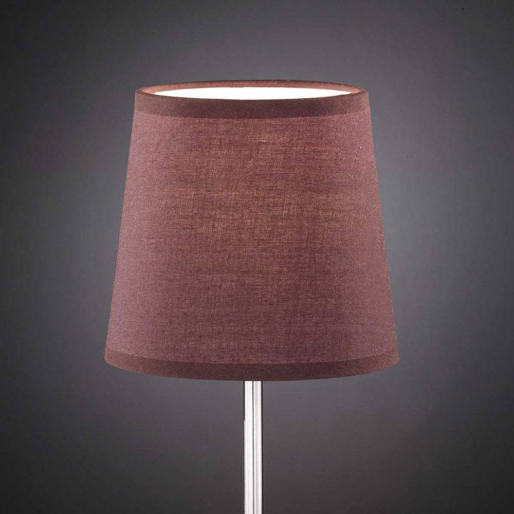 Tischleuchte Nachttischlampe Beistellleuchte Schreibtischlampe Schlafzimmer, Textil braun Metall nickel matt, 1x E14 Fassung, DxH 14,5x32 cm, 2er