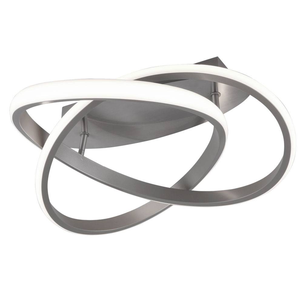 Deckenlampe mit Switch Dimmer Design Deckenleuchte, Metall nickel matt, 1x LED 18 Watt 2400 Lumen warmweiß, 45x18cm, Wohnzimmer Flur Schlafzimmer