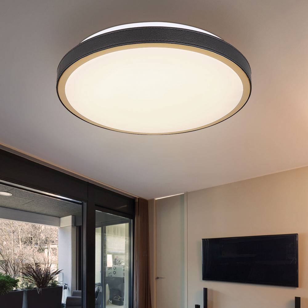 Deckenleuchte Wohnzimmer Modern CCT LED Deckenleuchte LED Deckenlampe Schlafzimmer, Altmessing Metall weiß, 12W 578Lm 3000-6000K, DxH 30x8 cm