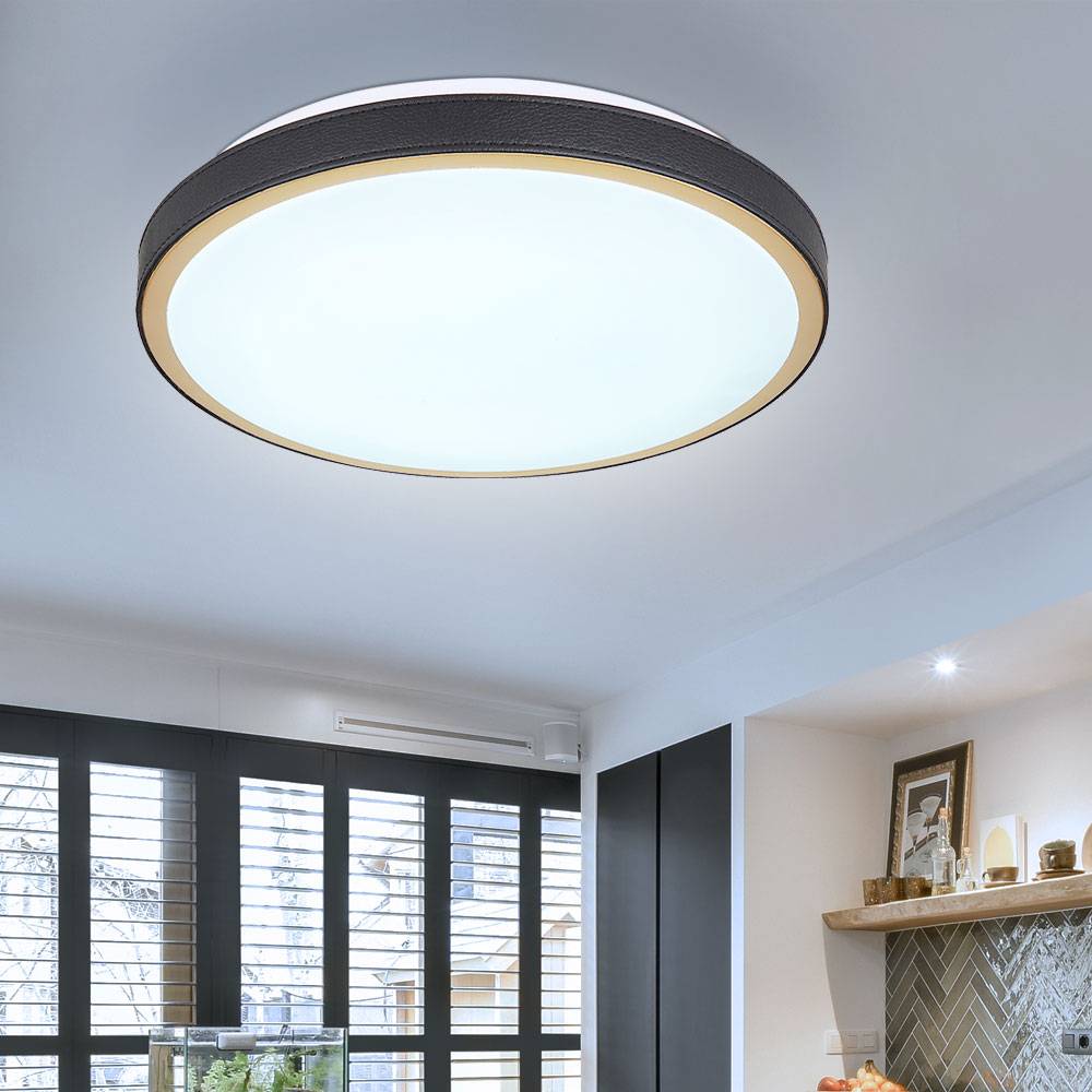 Deckenleuchte Wohnzimmer Modern CCT LED Deckenleuchte LED Deckenlampe Schlafzimmer, Altmessing Metall weiß, 12W 578Lm 3000-6000K, DxH 30x8 cm