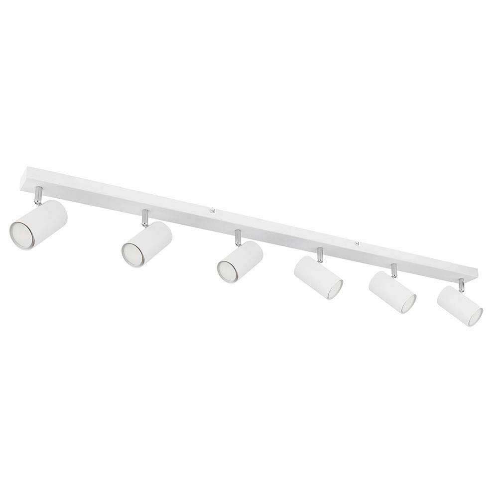 Deckenstrahler Deckenlampe 6 flammig Spotleuchte weiß, Spots beweglich, Wohnzimmerlampe Metall, 6x GU10 Fassungen, LxBxH 115x6x12cm