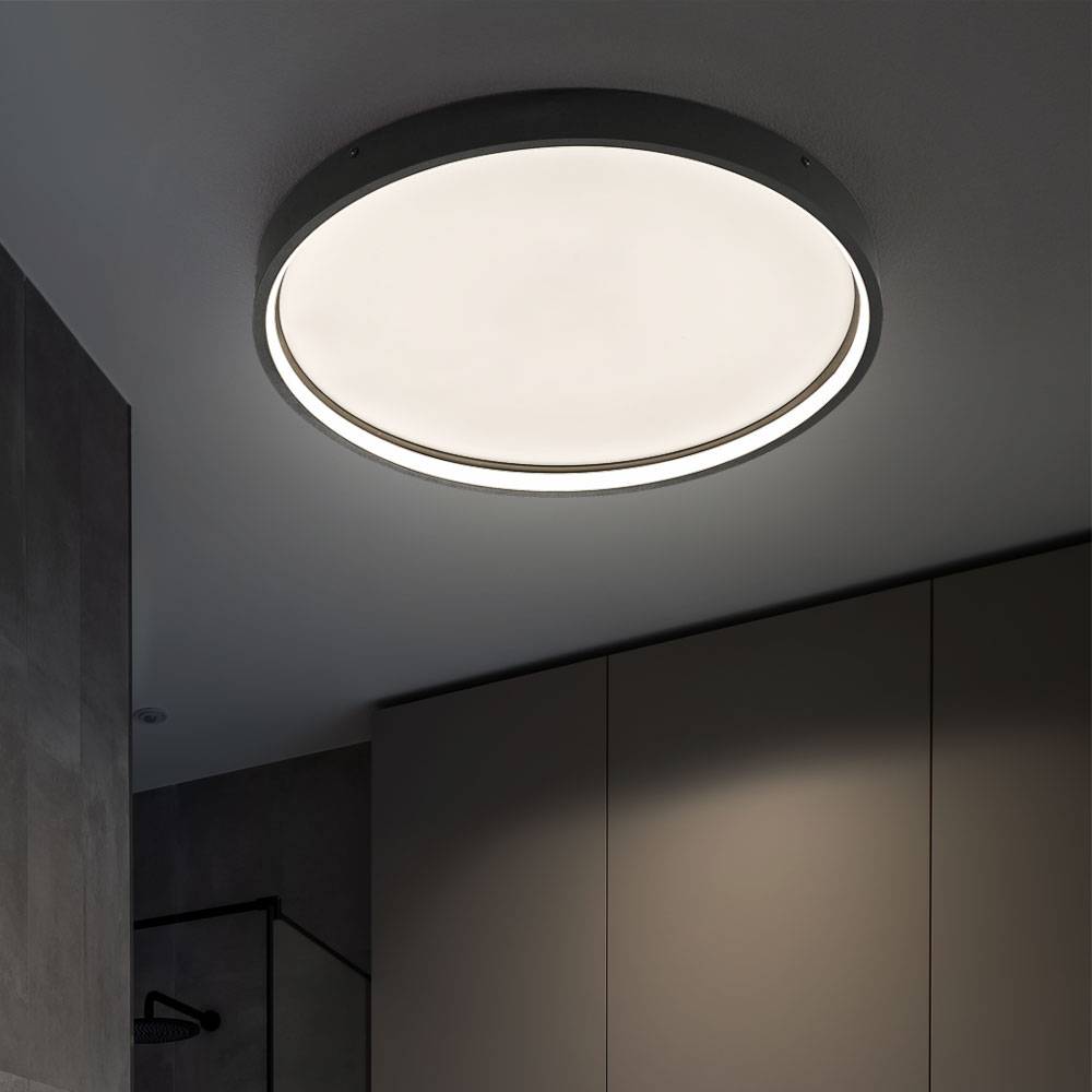 Deckenlampe dimmbar LED Deckenleuchte schwarz Wohnzimmerlampe, 3 Stufen-Dimmer, Metall, rund, 1x LED 27,5 W 2400 lm 3000 K warmweiß, DxH 45x4,5 cm