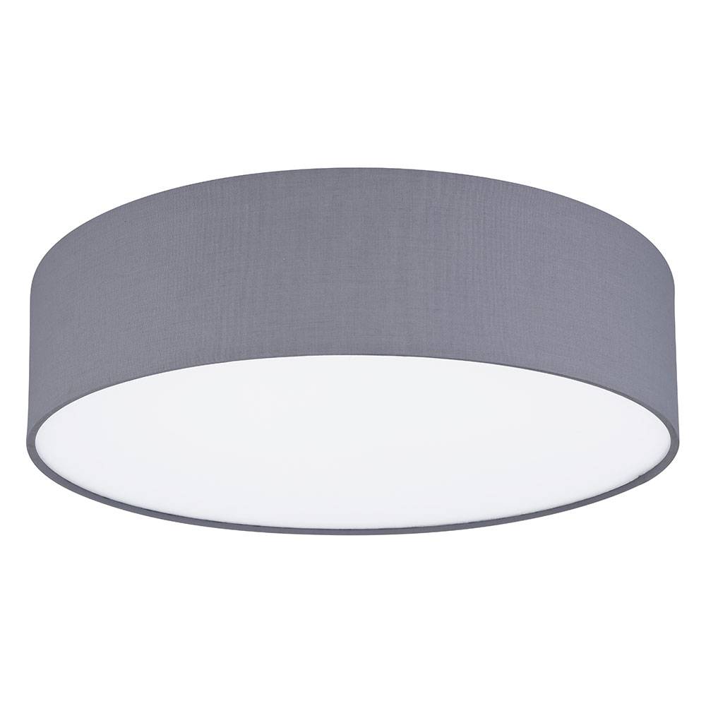 Deckenleuchte Stoff anthrazit Lampe Wohnzimmer Beleuchtung Deckenleuchte Schlafzimmer Modern, Textil anthrazit weiß, rund, 3x E27, DxH 40x10 cm